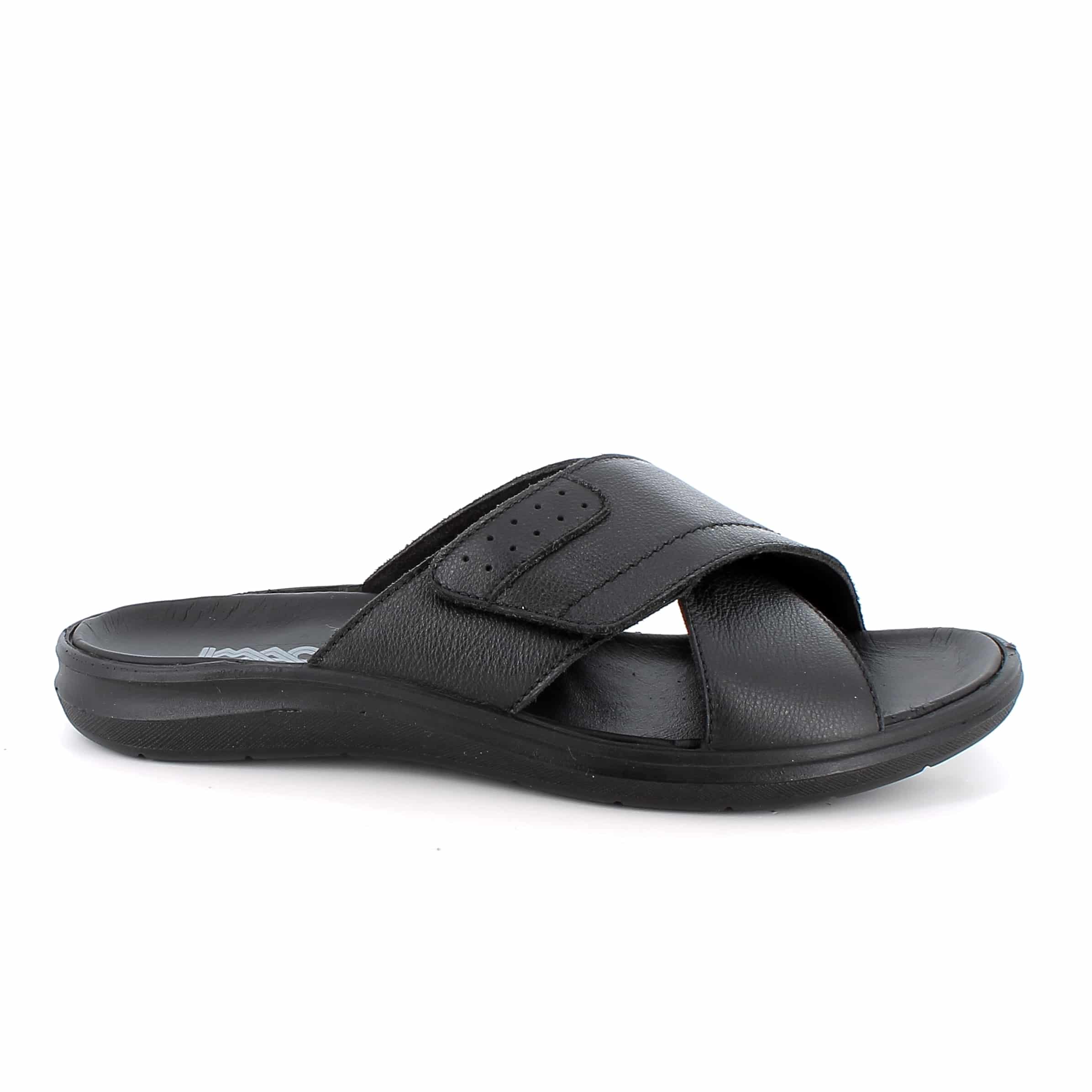 כפכפים לגברים מעור טבעי רך עם רצועה מתכווננת. סוליה עם בלימת זעזועים ומדרס נוח מעניקים נוחות בהליכה. תוצרת איטליה.