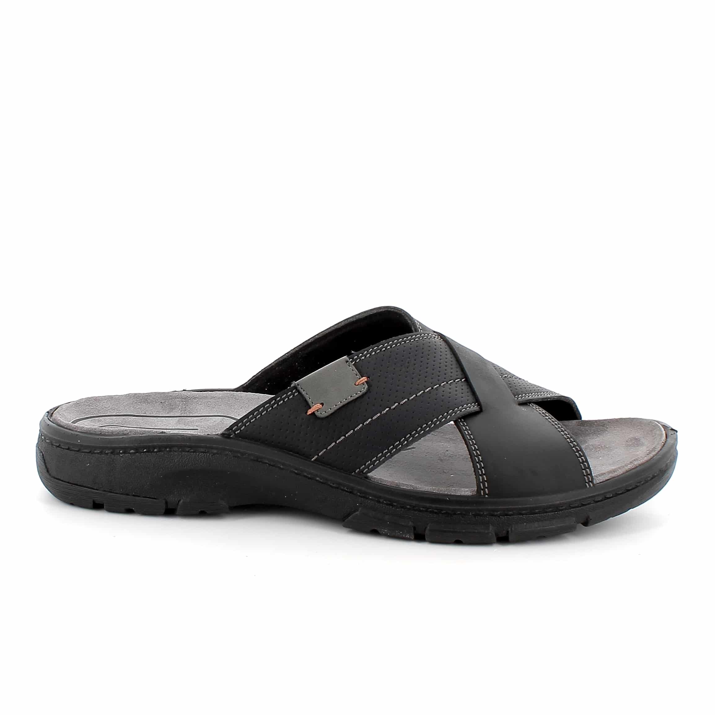 כפכפים לגברים מעור טבעי רך בעיצוב מודרני. סוליה קלה עם בלימת זעזועים ומדרס נוח מעניקים נוחות בהליכה. תוצרת איטליה.
