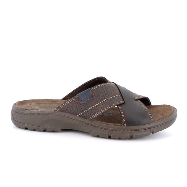 כפכפים לגברים מעור טבעי רך בעיצוב מודרני. סוליה קלה עם בלימת זעזועים ומדרס נוח מעניקים נוחות בהליכה. תוצרת איטליה.