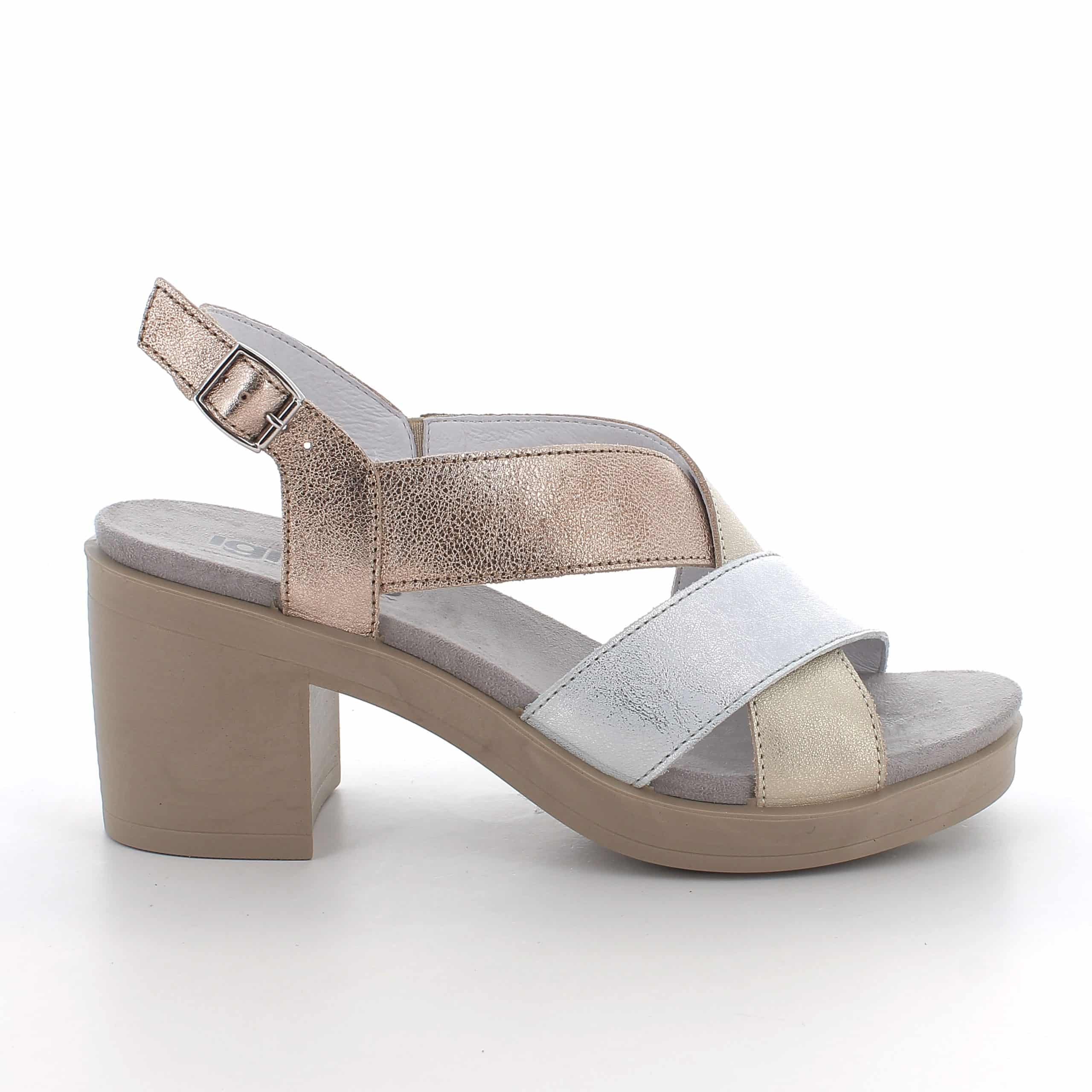 סנדלי עור בעיצוב אלגנטי עם עקב יציב. דגם עם מדרס אנטומי בולם זעזועים, לנוחות מקסימלית לאורך כל היום. תוצרת איטליה.